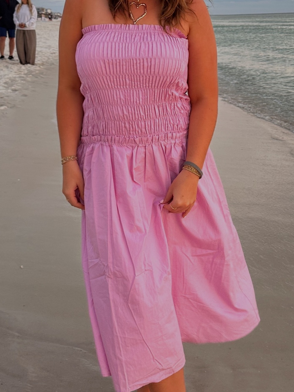 Lumiere Strapless Pink Smocked Sundress